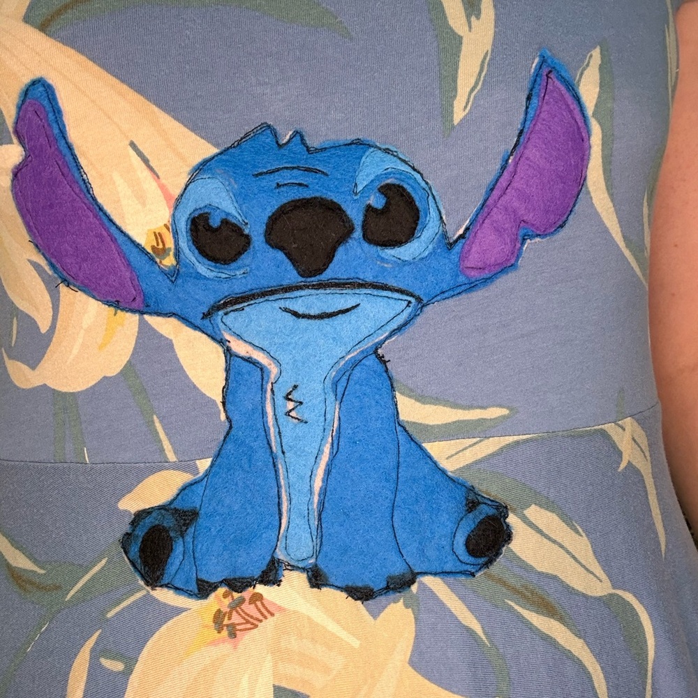 Upcycled Blue and Purple Character Dress - Adult L